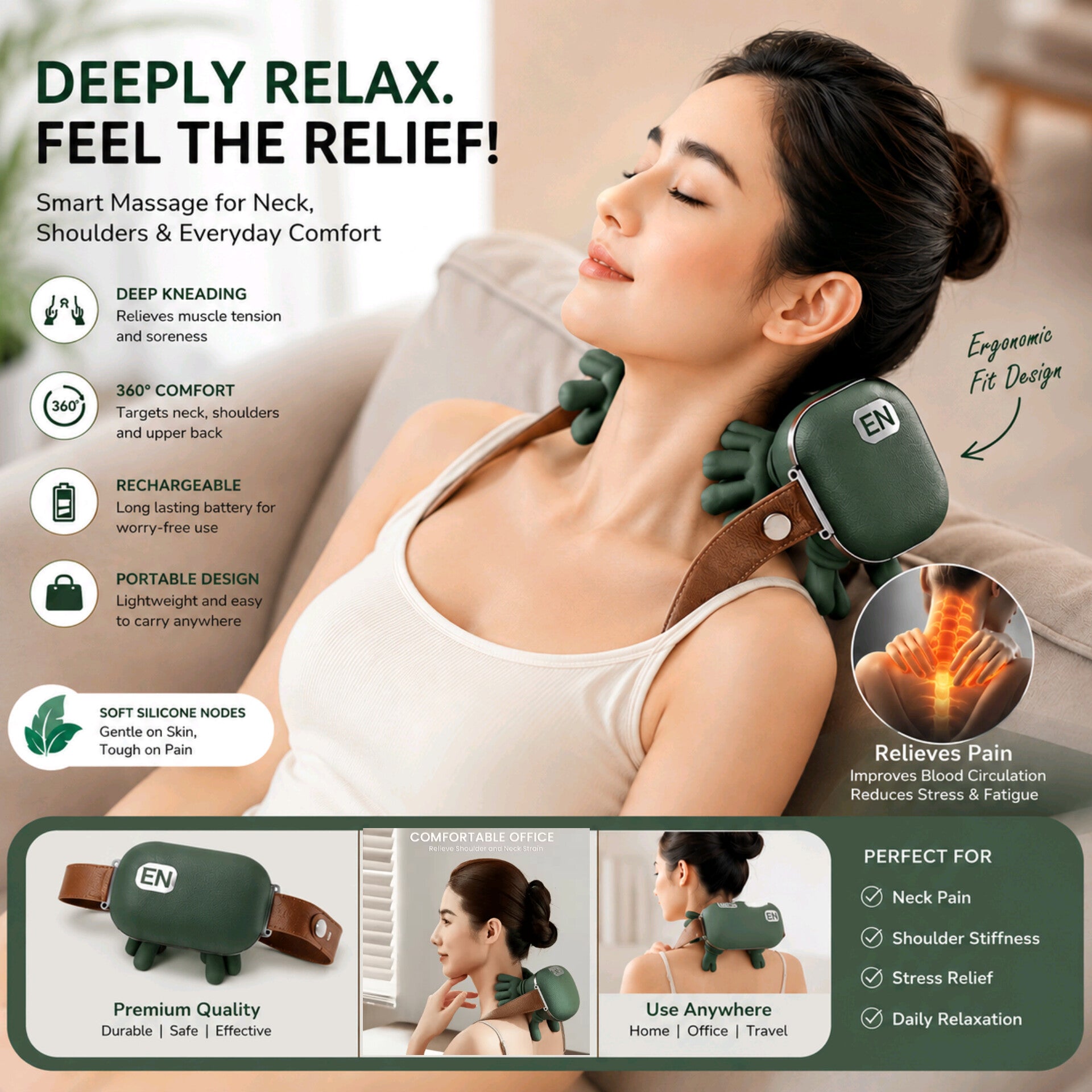 Smart Rechargeable Neck & Shoulder Massager